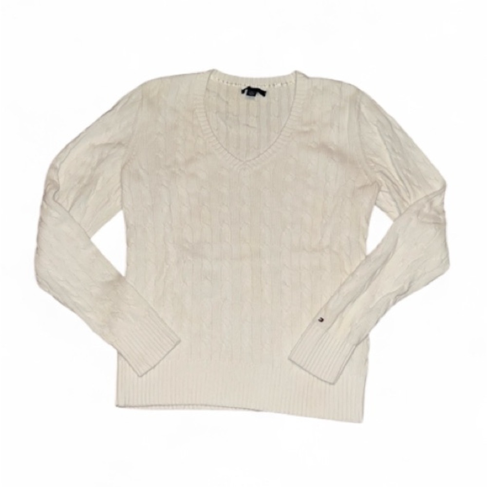 Tommy Hilfiger Pale Cream V Neck Sweater- Size XL